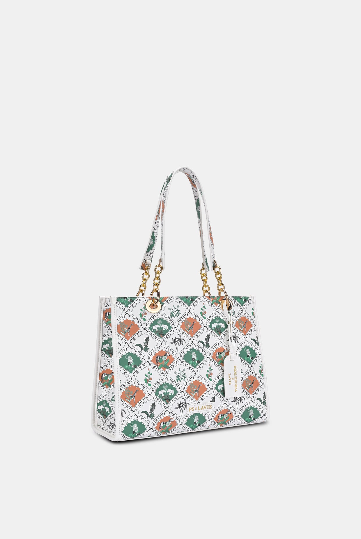 Lavie X Payal Singhal Limited Edition White Safari Print Women's Box Tote Bag