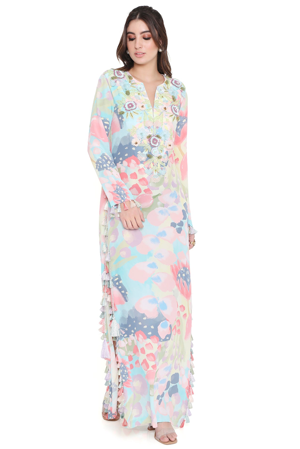 Luisa Euphoria Print Embroidered Beyza Kaftan