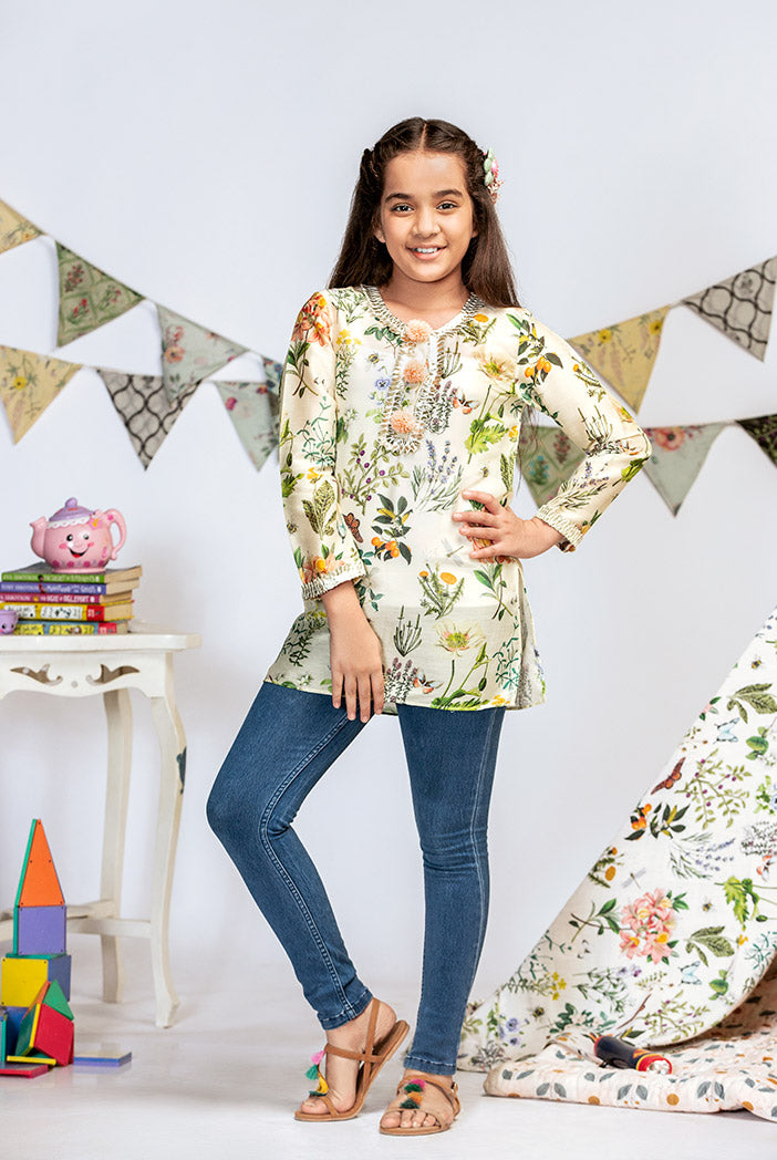 Ivory Printed Silkmul Tunic
