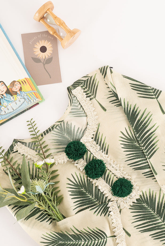 PS Kids Cream print Silkmul Tunic