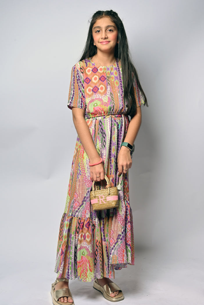 African Printed Georgette Choli With Flared Skirt
