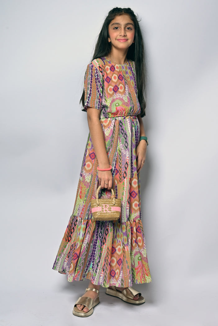 African Printed Georgette Choli With Flared Skirt