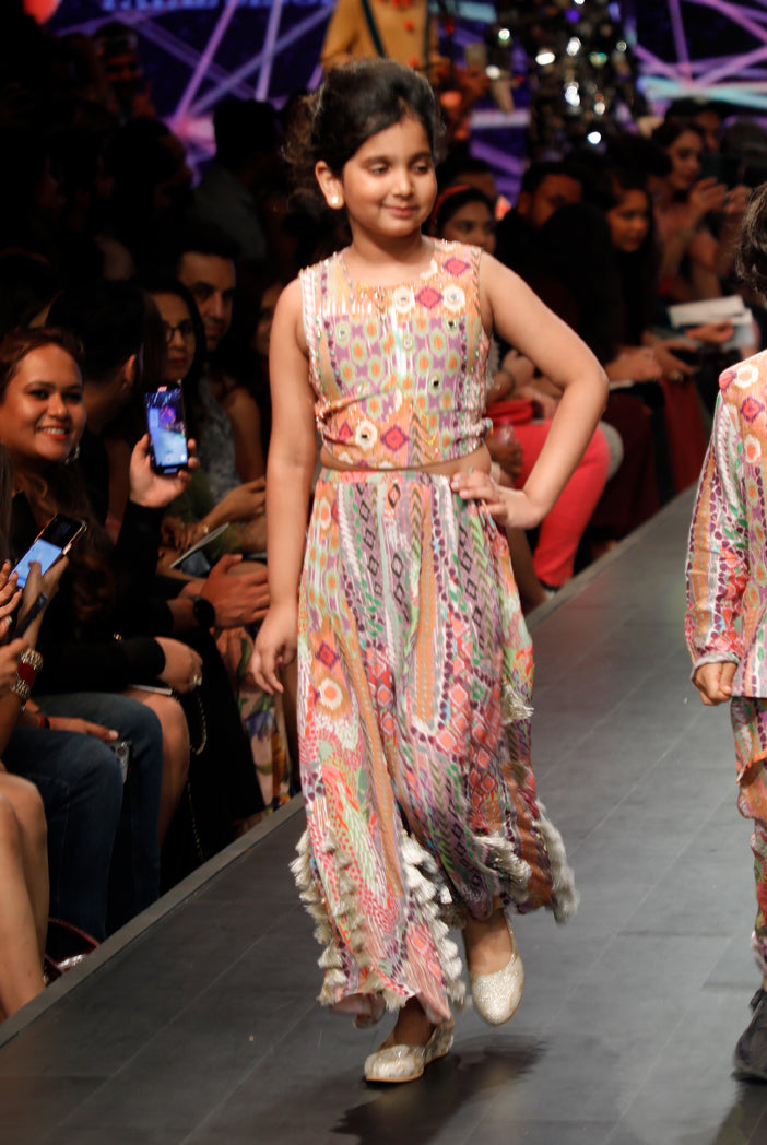 African Printed Crepe Embroidered Sharara Set