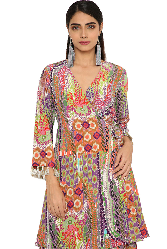Minal African Print Crepe Overlap Top With Palazzo