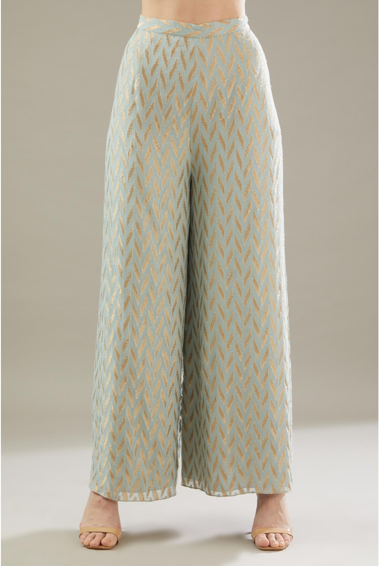 Powder Blue Embroidered Kaftan & Palazzo