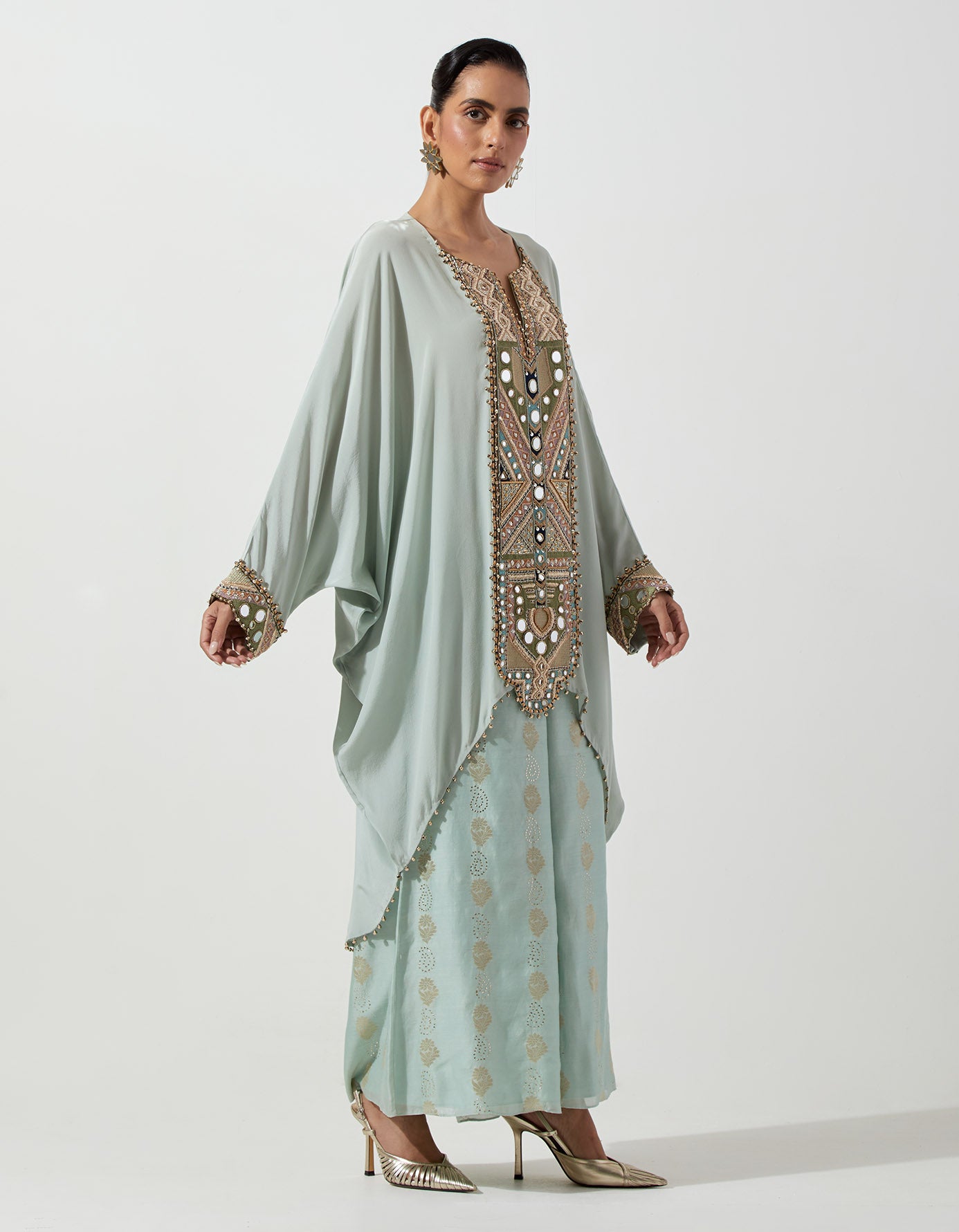 Powder Blue Crepe Cowl Top And Palazzo