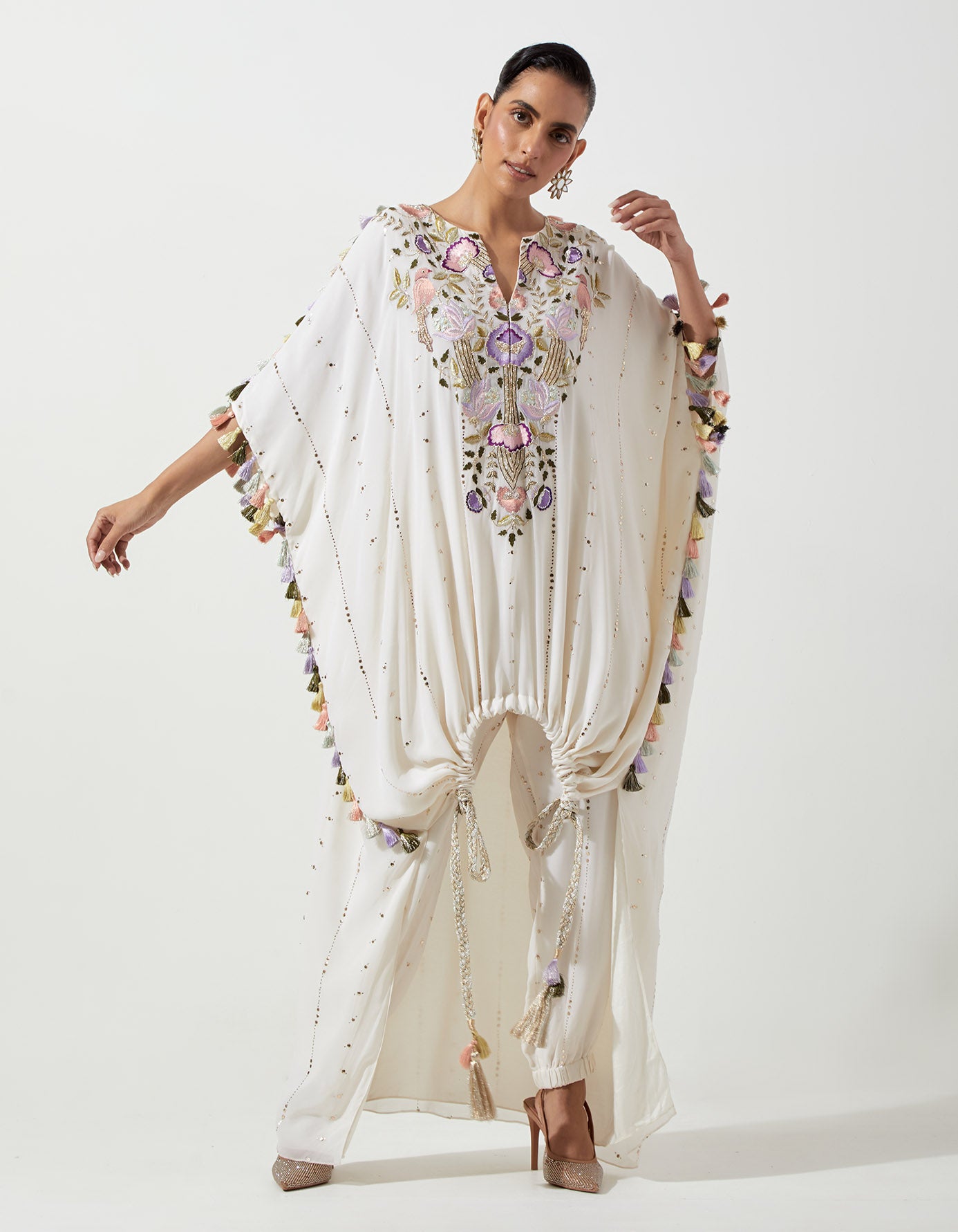 Off-White High Low Kaftan And Jogger Pants