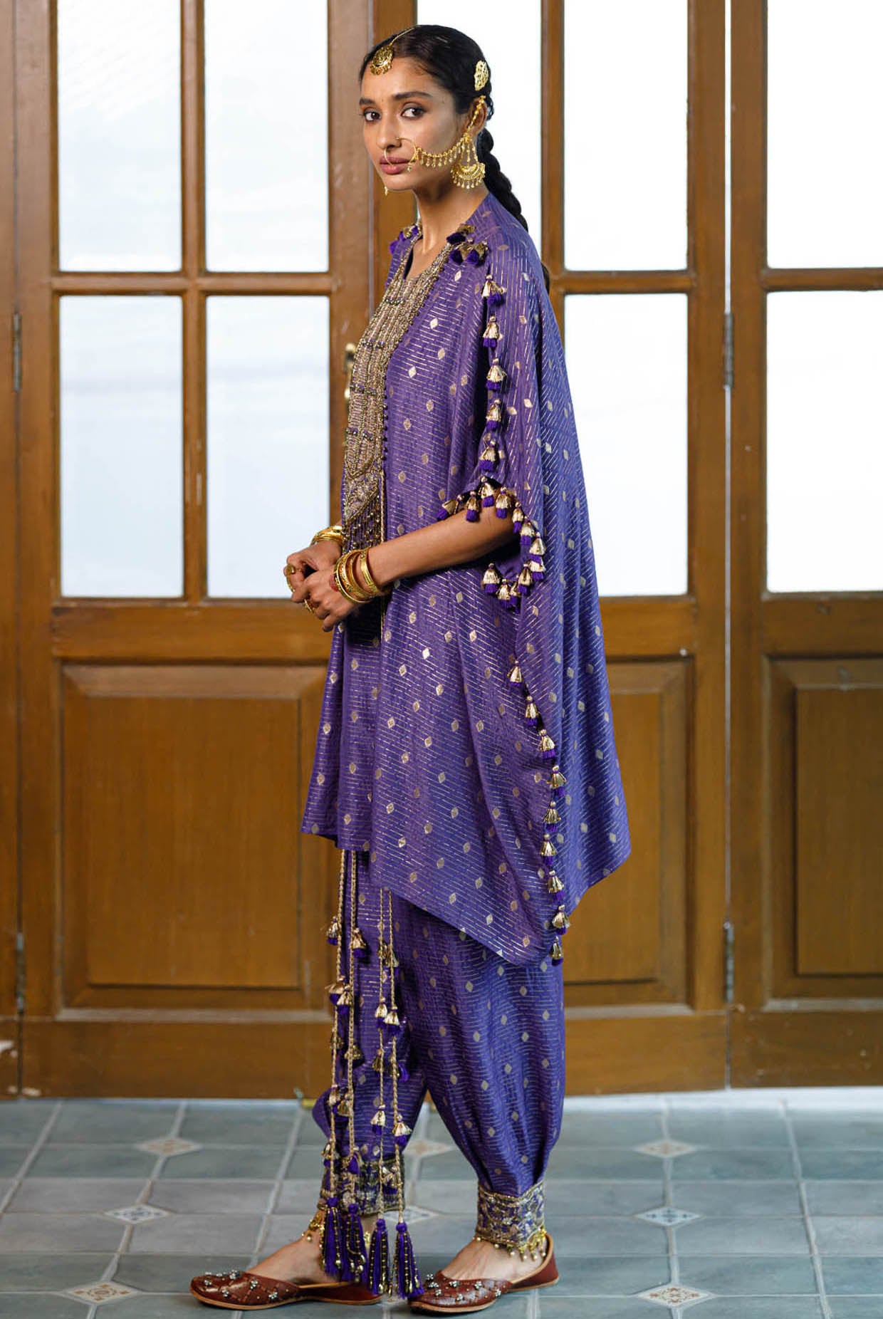 Razia Purple Embroidered Kaftan And Salwar