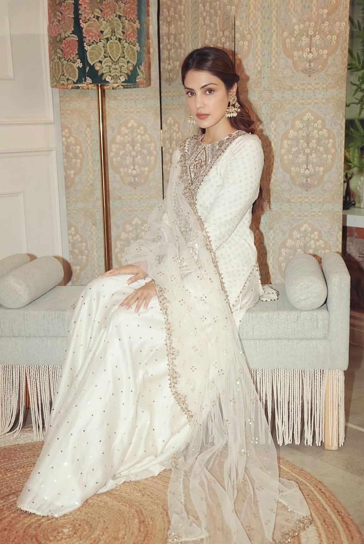 Shama Off-White Katarva Embroidered Kurta And Sharara With Dupatta