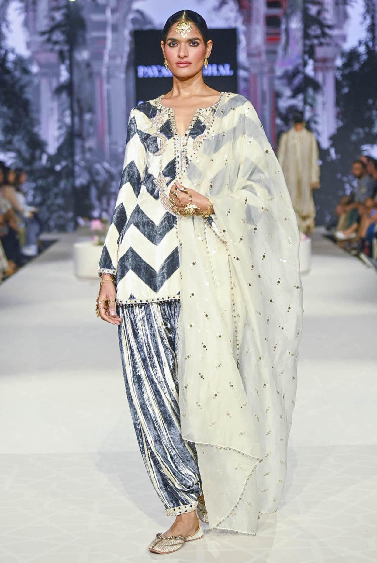 Asfi Black & White Embroidered Kurta And Patiala Salwar With Dupatta