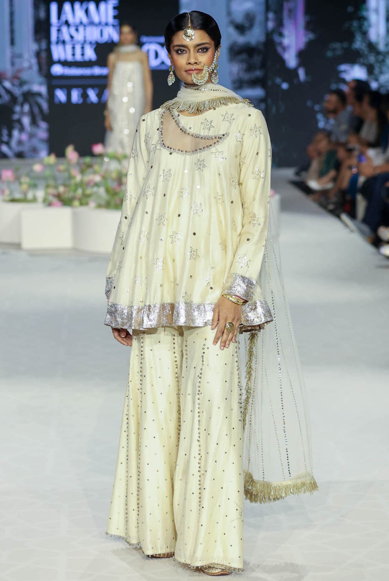 Afreen Stone Mukaish Silkmul Embroidered Kurta And Heavy Mukaish Silkmul Sharara With Mukaish Net Dupatta