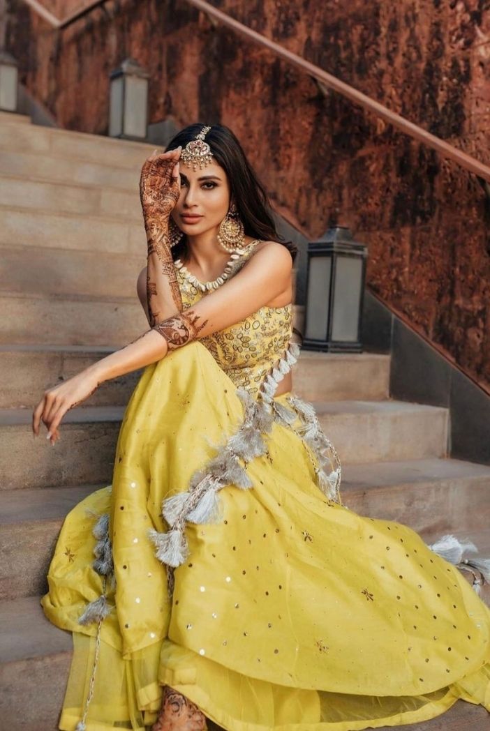 Lime Green Colour Embroidered Choli with Lehenga