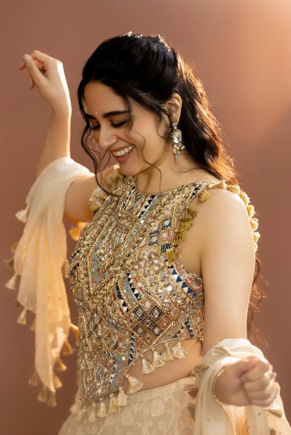 Yasna Stone Georgette Embroidered Choli With Lehenga And Dupatta