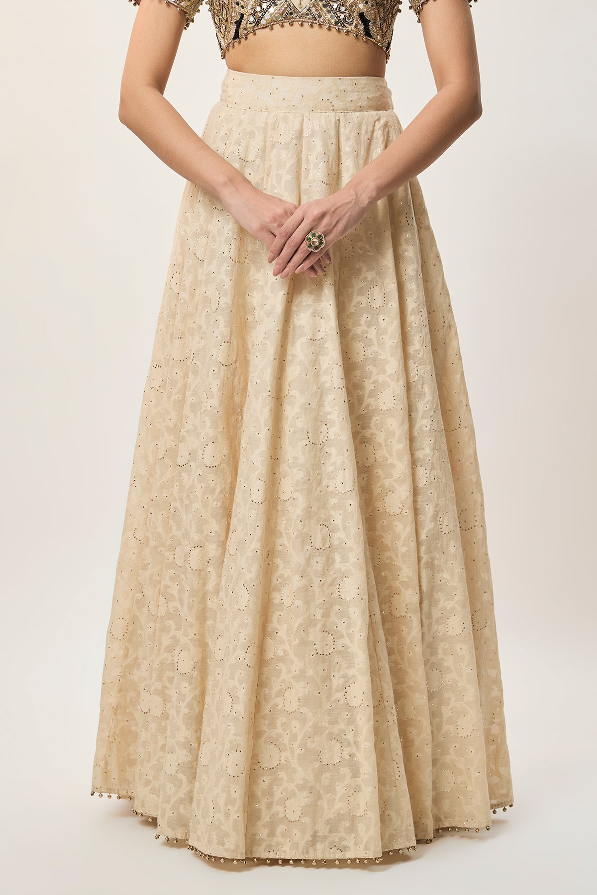 Mahtab Stone Georgette Embroidered Choli With Lehenga And Mukaish Mul Dupatta