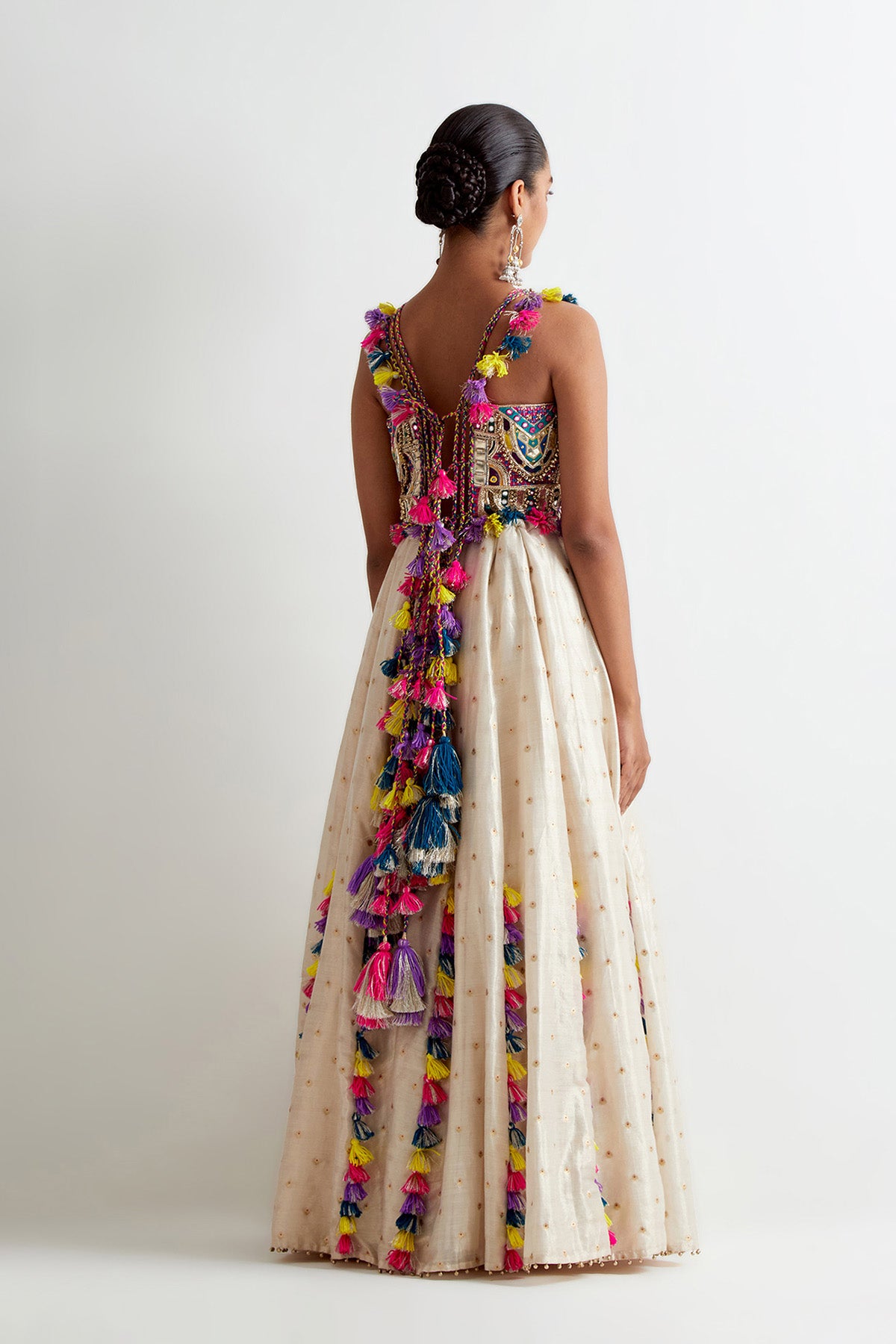 Stone Georgette Embroidered Choli And Tissue Zari Butti Lehenga