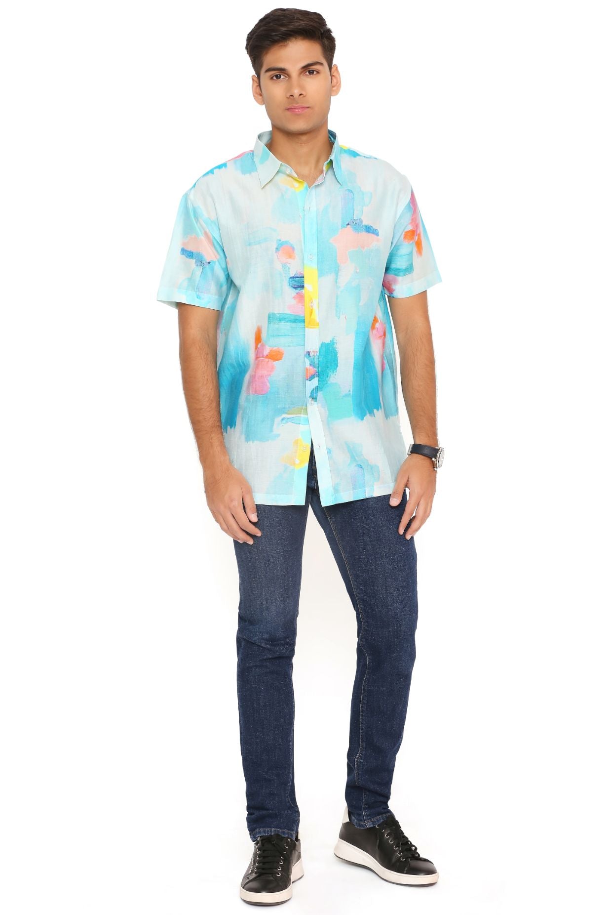Painterly Print Silkmul Shirt