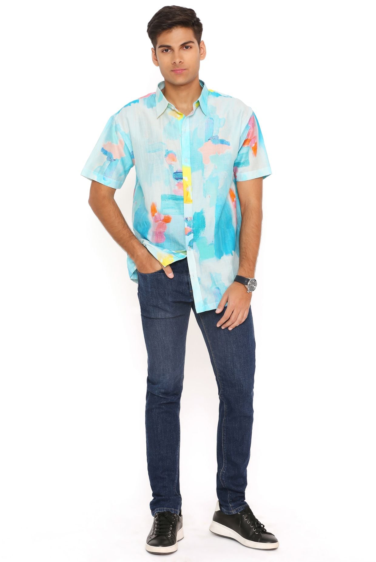 Painterly Print Silkmul Shirt