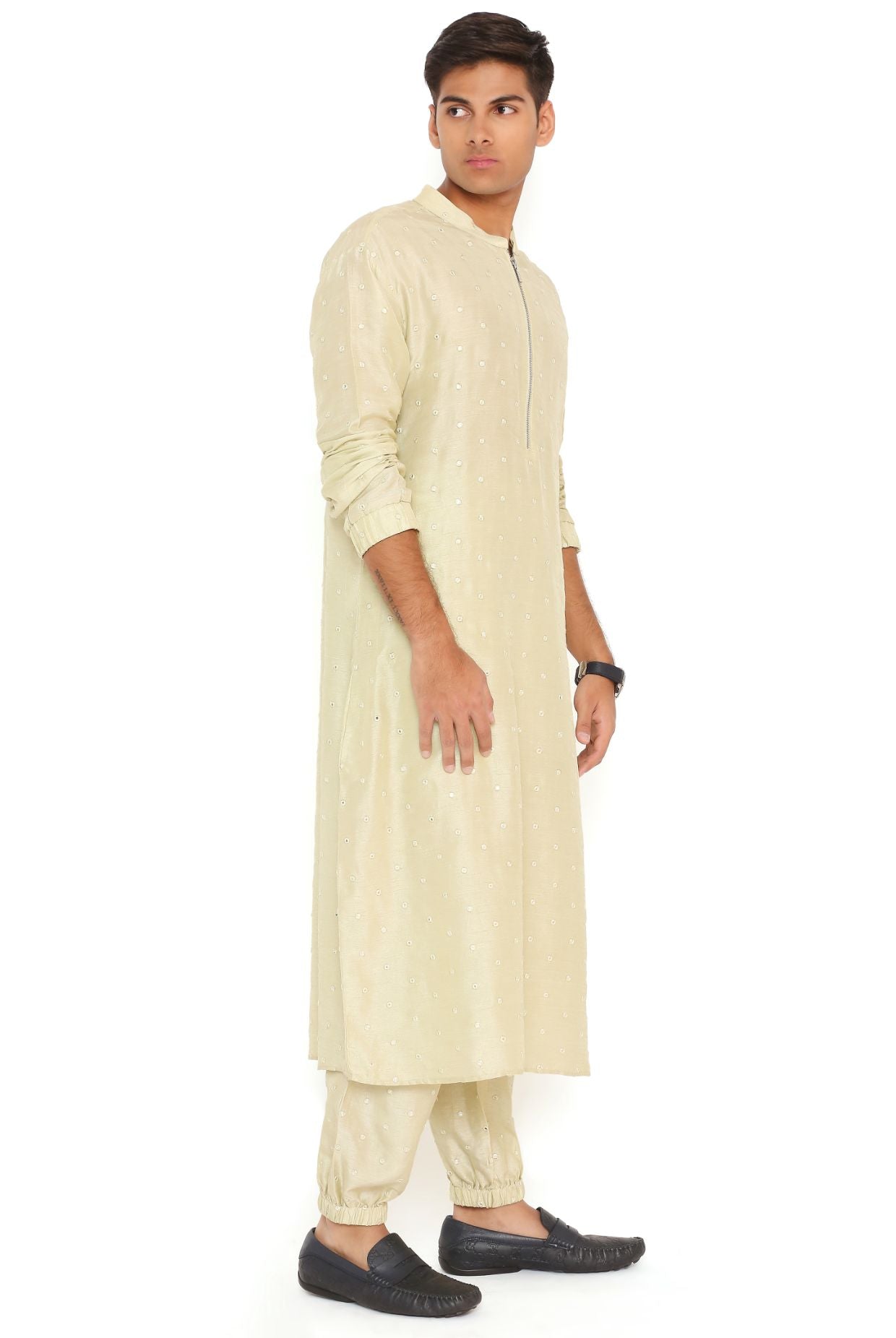 Mint Abla Silk Bomber Kurta With Jogger Pant
