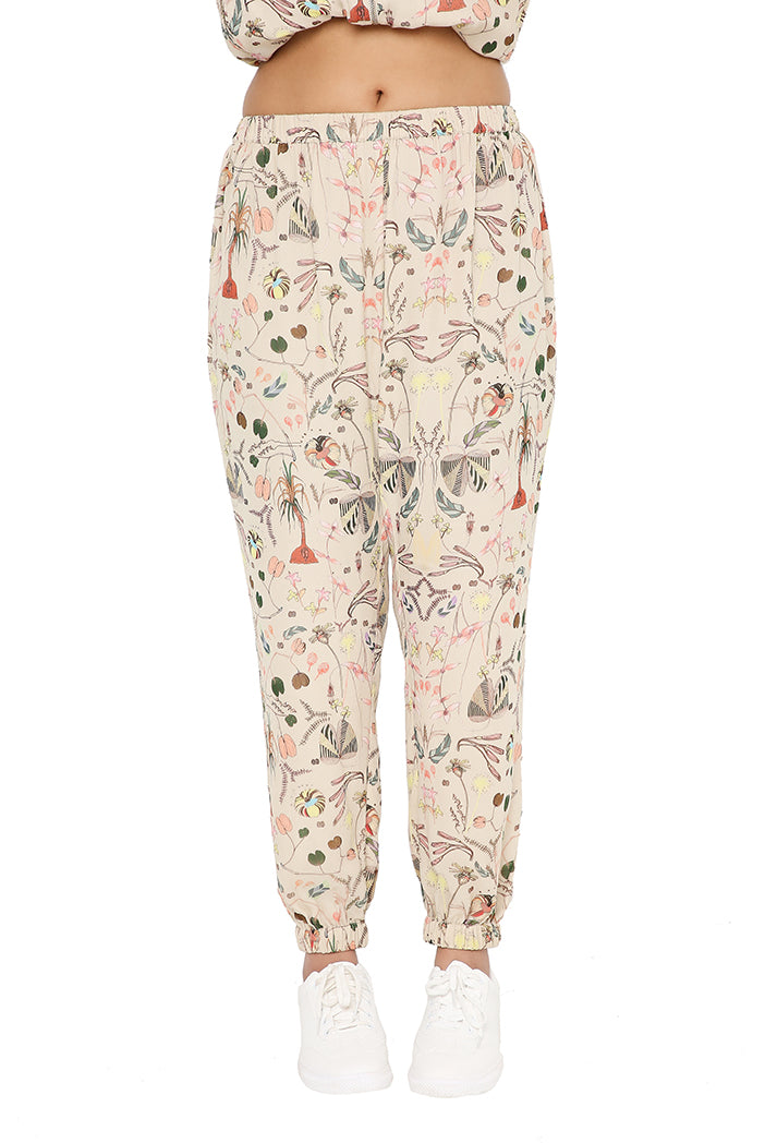 Khaki Colour Printed Art Georgette Bomber Set