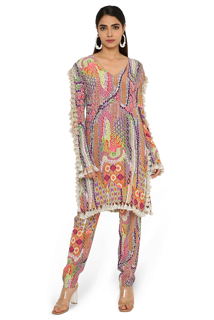 Zunaira African Print Crepe Top With Cigarette Pants
