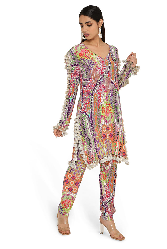 Zunaira African Print Crepe Top With Cigarette Pants