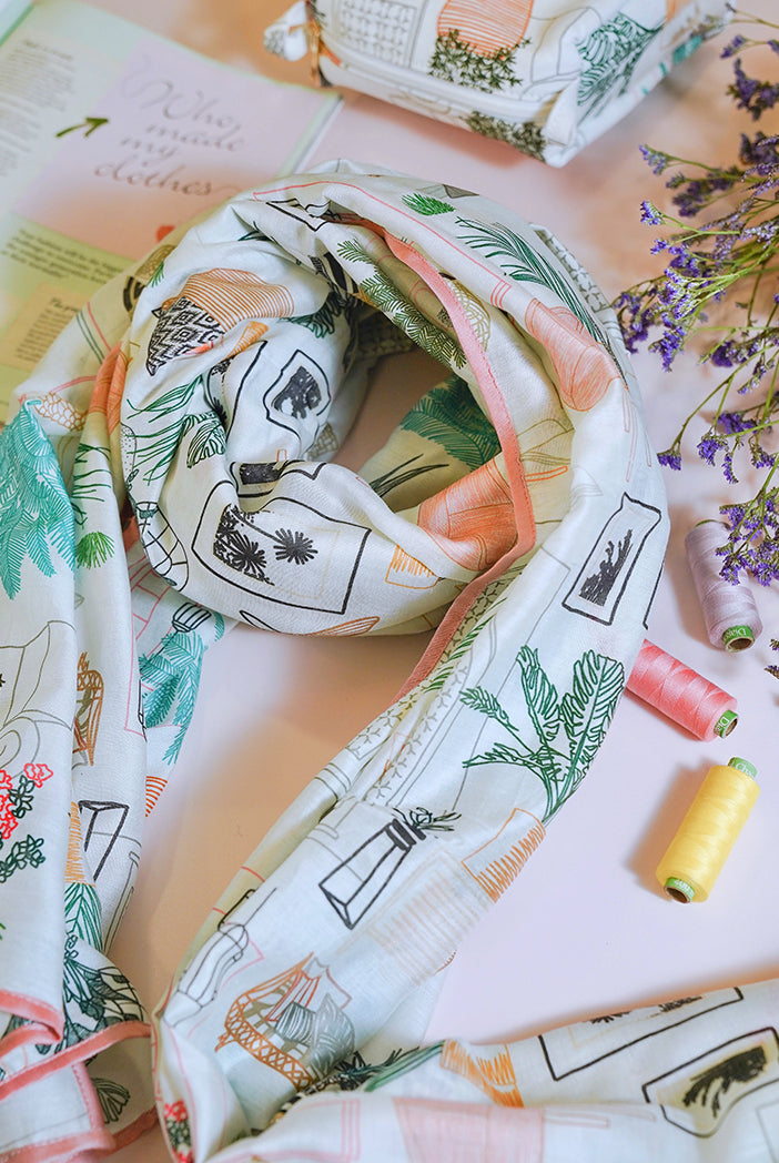 White Cafe Morocco Printed Full Width Scarf