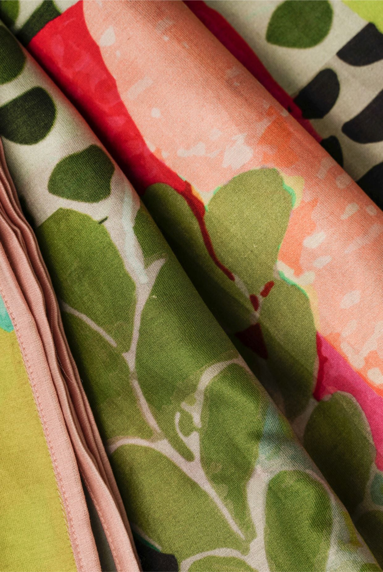 Tropical Print Silkmul Scarf With Piping