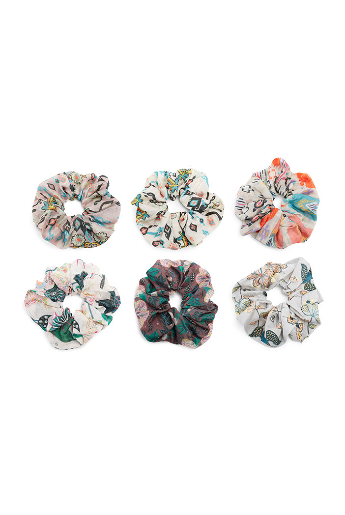 Set of 6 Assorted Silkmul Scrunchies in Signature Prints