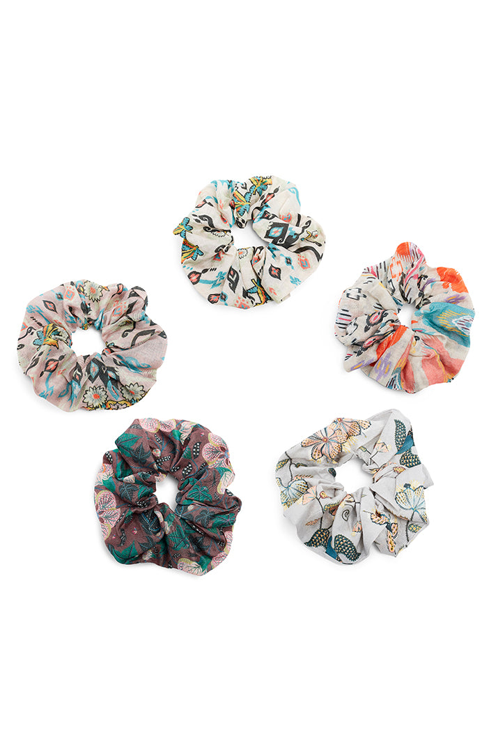 Set of 5 Assorted Silkmul Scrunchies in Signature Prints
