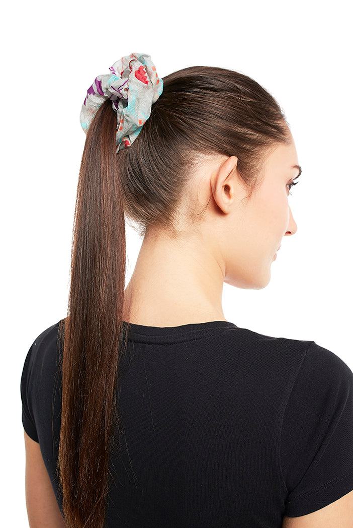 Set of 3 Assorted Organza and Silkmul Scrunchies in Signature Prints