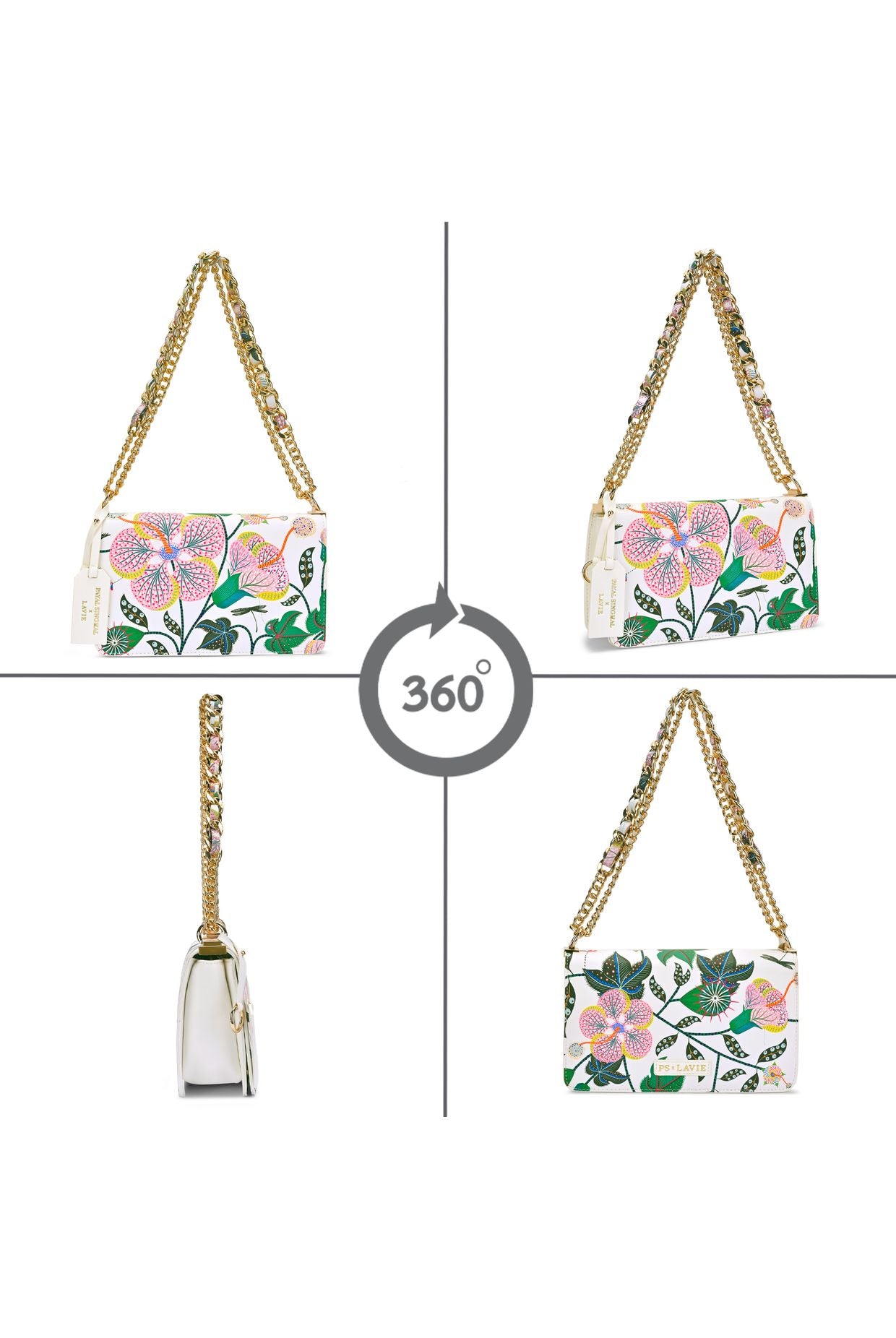 Lavie X Payal Singhal Limited Edition White Abutilon Print Women's Flap Sling bag