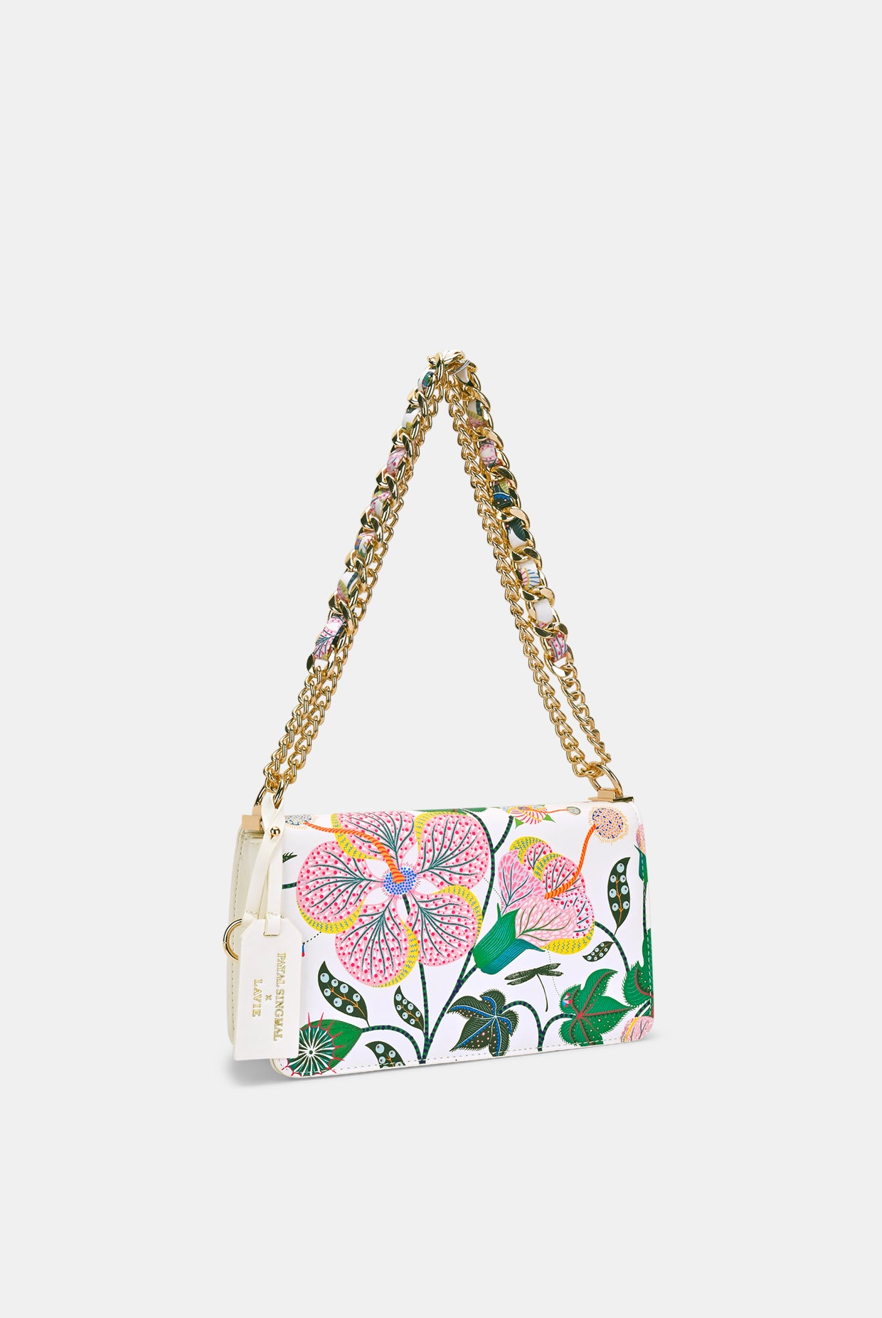 Lavie X Payal Singhal Limited Edition White Abutilon Print Women's Flap Sling bag