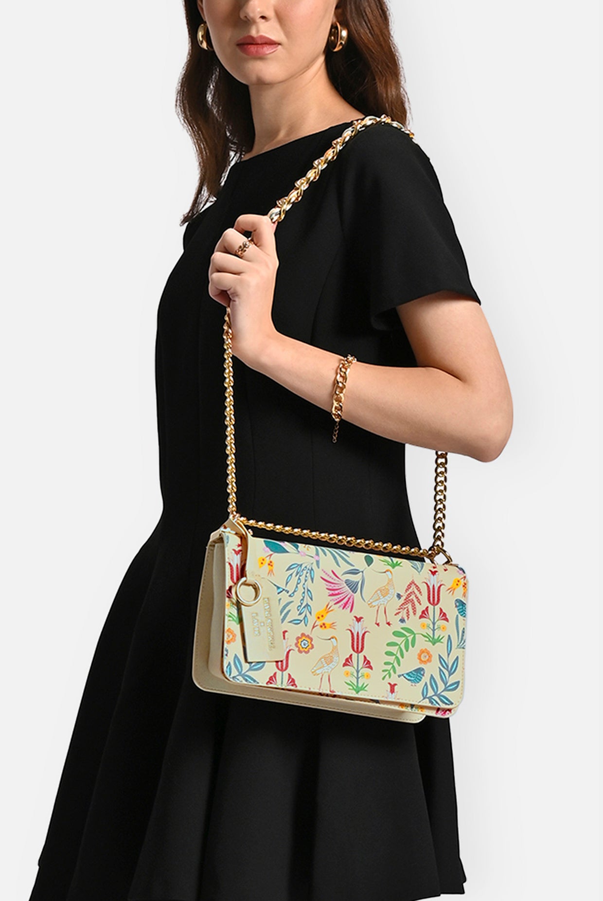 Lavie X Payal Singhal Limited Edition Off White Saras Print Women's Flap Sling bag