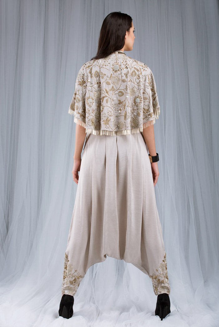 Stone Silk Cape with Bustier and  Low Crotch Pant