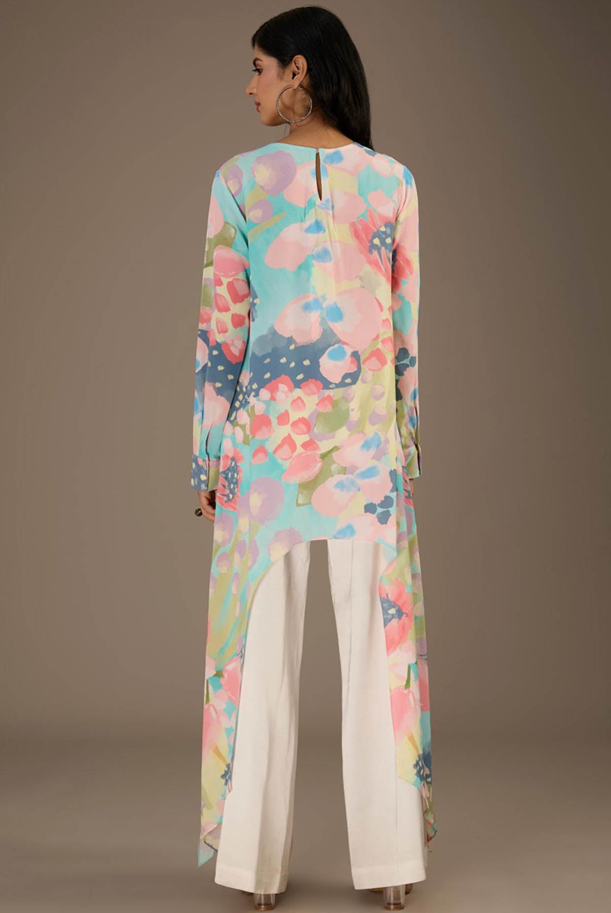Euphoria Printed Crepe Tunic With Side Tail