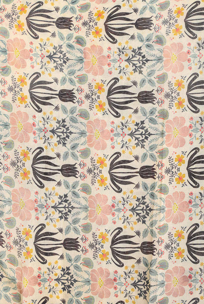 Cream Tulip Garden Print Square Scarf