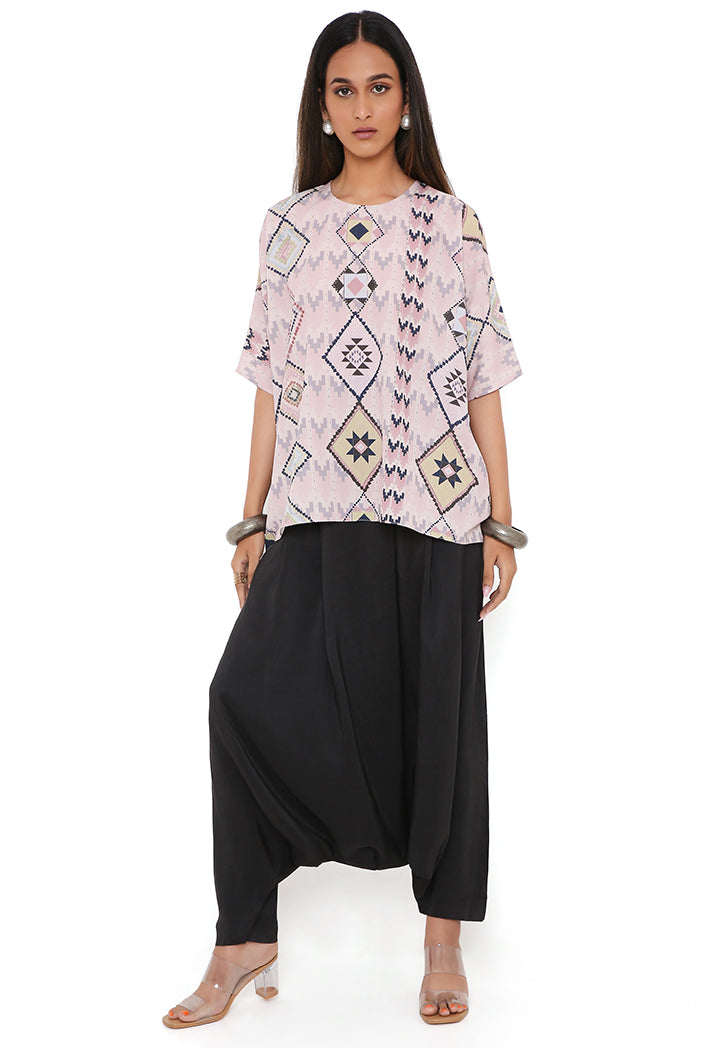Blush Mosaic Diamond Print Art Crepe Short Maya Tunic