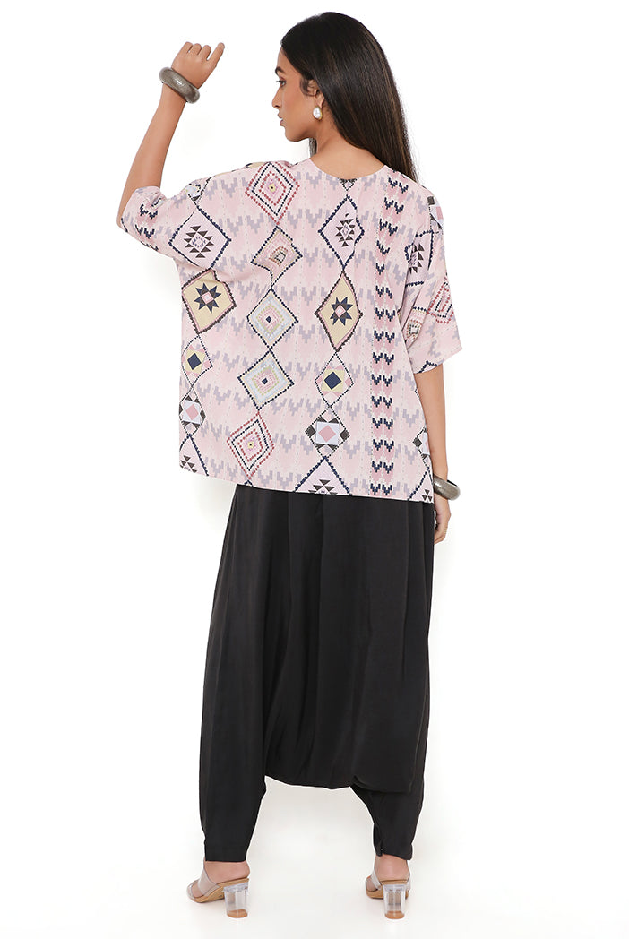 Blush Mosaic Diamond Print Art Crepe Short Maya Tunic