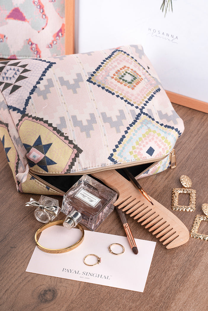 Blush Mosaic Diamond Print Canvas Small Size Vanity Kit