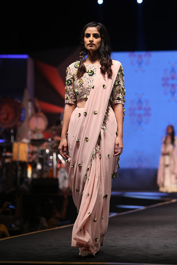 Aleyna Rose Pink Georgette Choli and Saree