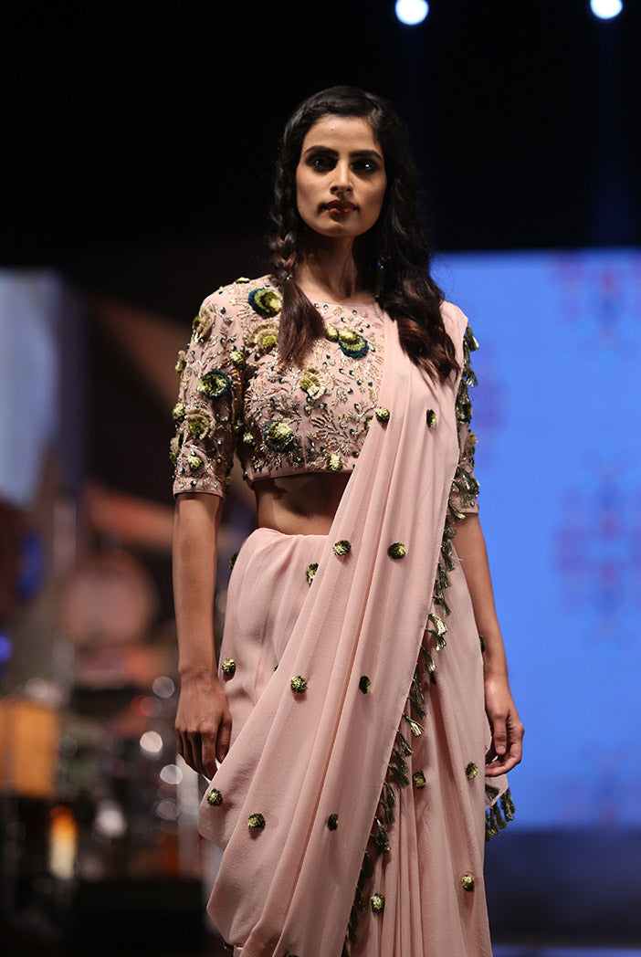 Aleyna Rose Pink Georgette Choli and Saree