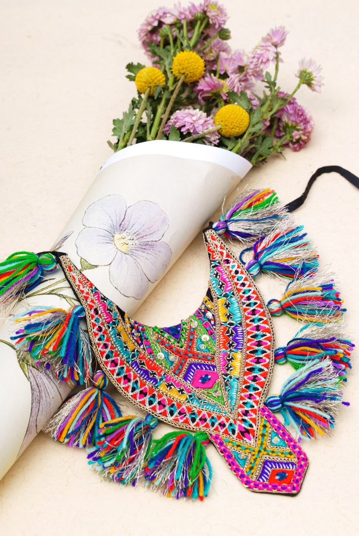 Amritsar Multi Colour Embroidered Necklace