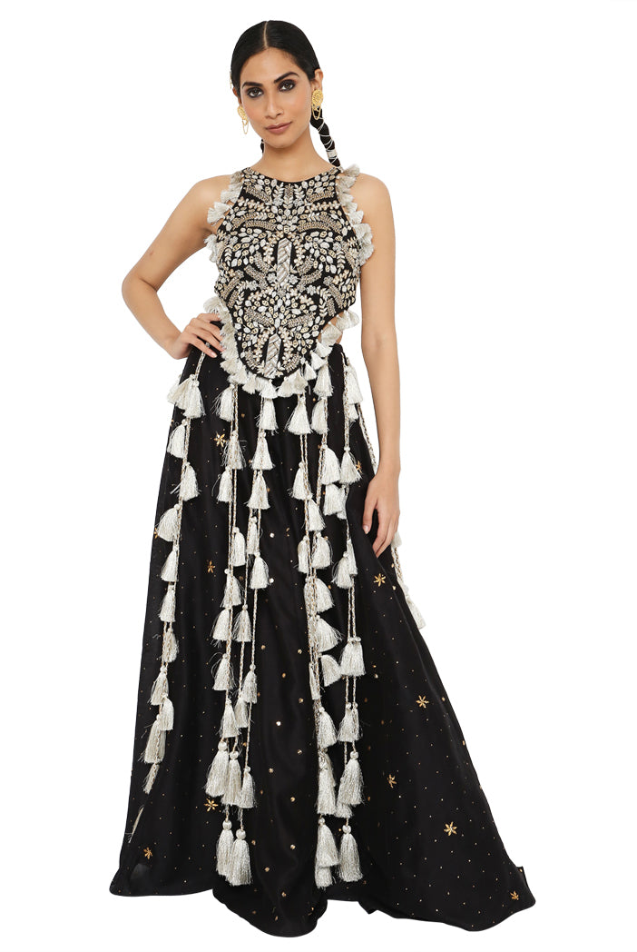 Alma Black Colour Embroidered Choli With Lehenga