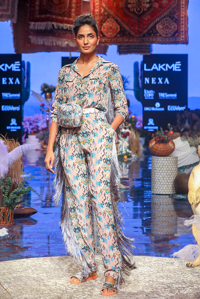 Ista Pink Printed Crepe Jumpsuit