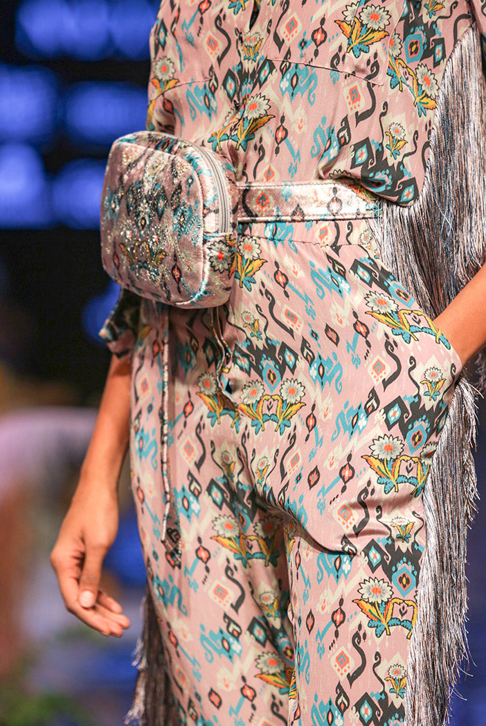 Ista Pink Printed Crepe Jumpsuit