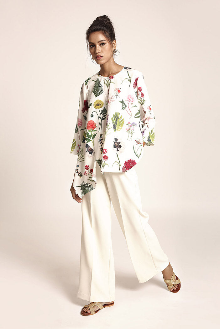 Ivory Printed Art Crepe Tunic