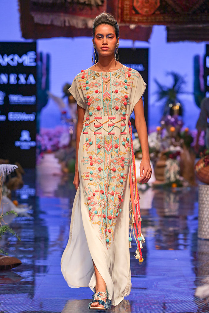 Maia Chalk White Georgette Kaftan