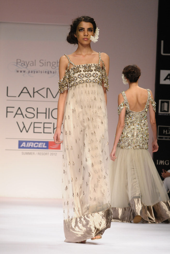 Mehak Champagne Mukaish Maxi