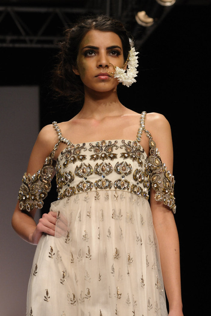 Mehak Champagne Mukaish Maxi