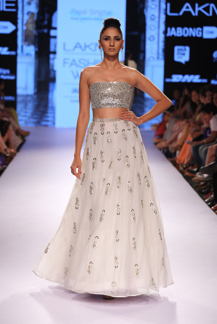 Mehr Ivory Dupion Silk Bustier with Organza Skirt